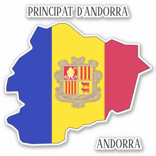 Overzicht van de vlaggenplattegrond Andorra Sticker (Voorkant)