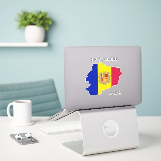 Overzicht van de vlaggenplattegrond Andorra Sticker (Laptop op bureau)