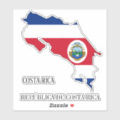 Overzicht van de vlagplattegrond Costa Rica Sticker (Vel)