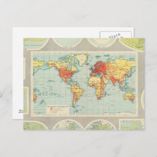 Overzicht van de wereld briefkaart (Voorkant / Achterkant)