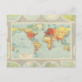 Overzicht van de wereld briefkaart (Voorkant)