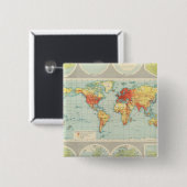 Overzicht van de wereld vierkante button 5,1 cm (Voorkant /achterkant)