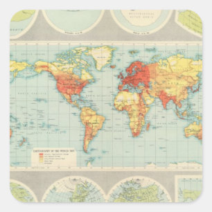 Overzicht van de wereld vierkante sticker