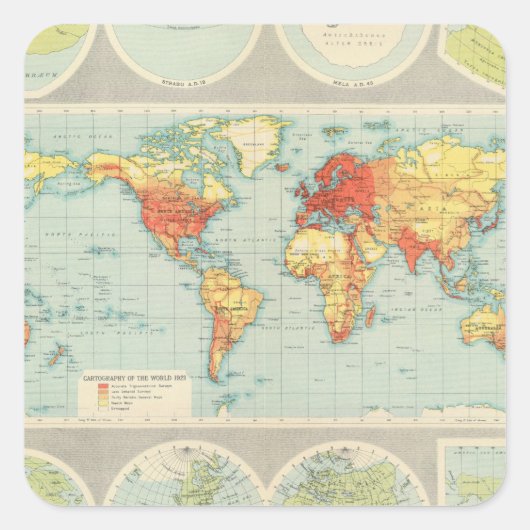Overzicht van de wereld vierkante sticker (Voorkant)