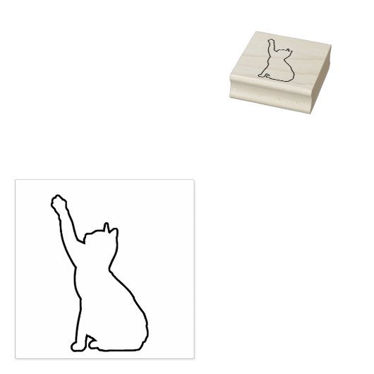 Overzicht van een Reaching Cat Art Stamp Rubberstempel (Gestempeld)