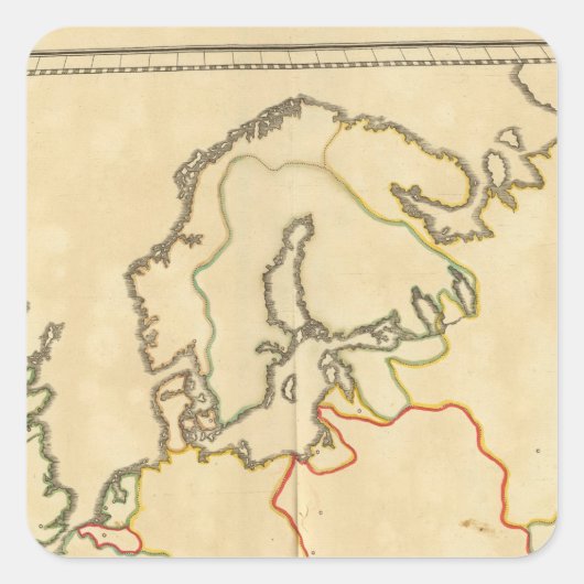 Overzicht van Europa en grote steden Vierkante Sticker (Voorkant)