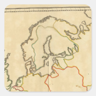 Overzicht van Europa en grote steden Vierkante Sticker