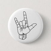 Overzicht van gebarentaal ronde button 5,7 cm (Voorkant)