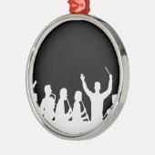 Overzicht van geleider en band wit op zwart metalen ornament (Links)