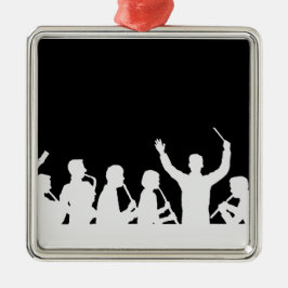 Overzicht van geleider en band wit op zwart metalen ornament