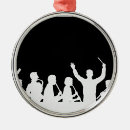Overzicht van geleider en band wit op zwart metalen ornament