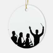 Overzicht van geleider en band zwart op wit keramisch ornament (Links)