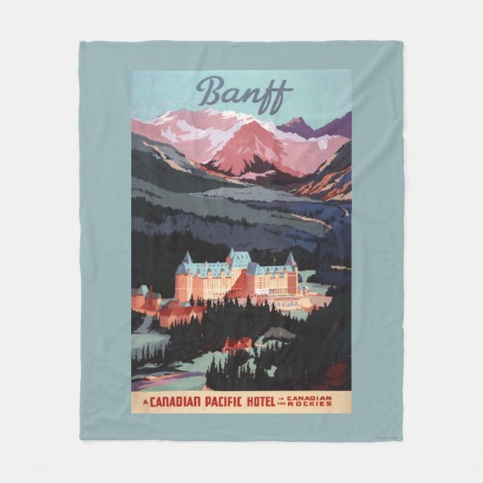 Overzicht van het Banff Springs Hotel Poster Fleece Deken (Voorkant)