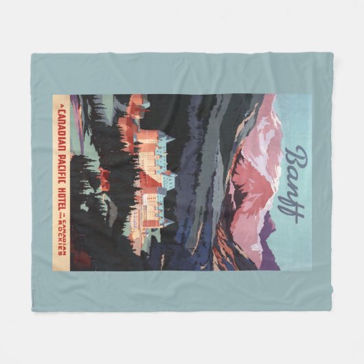Overzicht van het Banff Springs Hotel Poster Fleece Deken (Voorkant (Horizontaal))