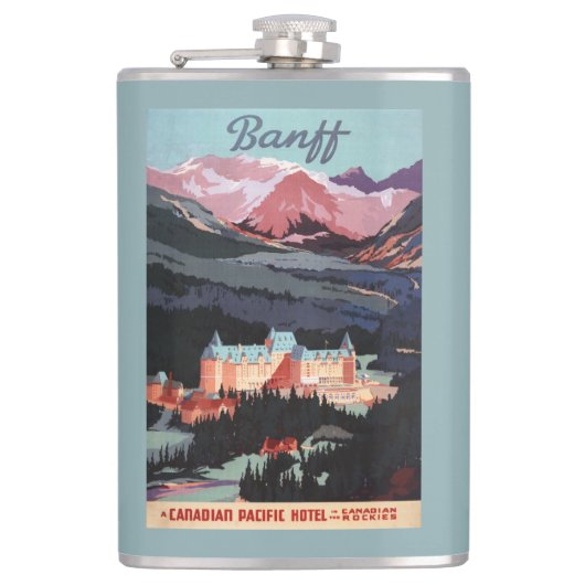 Overzicht van het Banff Springs Hotel Poster Heupfles (Voorkant)