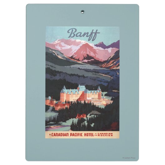 Overzicht van het Banff Springs Hotel Poster Klembord (Achterkant)