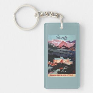Overzicht van het Banff Springs Hotel Poster Sleutelhanger