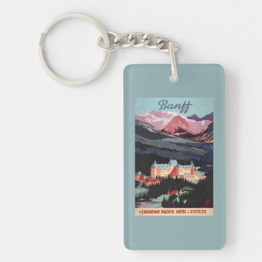 Overzicht van het Banff Springs Hotel Poster Sleutelhanger (Voorkant)