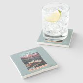 Overzicht van het Banff Springs Hotel Poster Stenen Onderzetter (Zijkant)