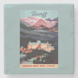 Overzicht van het Banff Springs Hotel Poster Stenen Onderzetter
