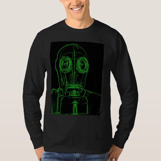 Overzicht van het Neon Green Gas Mask door KLM T-shirt (Voorkant)