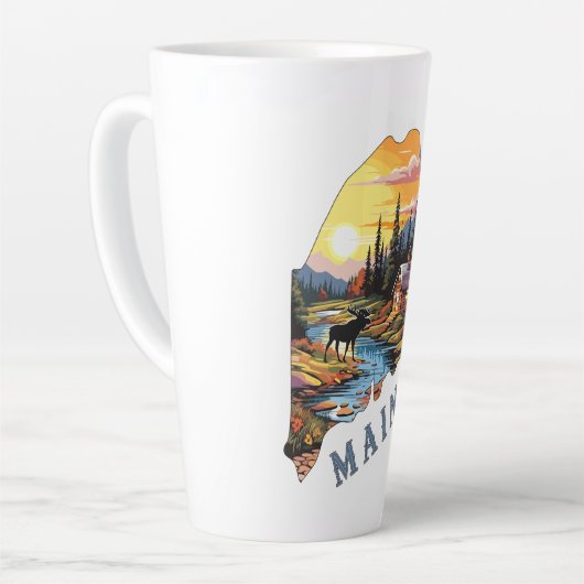 Overzicht van Maine State Cabin Moose Latte Mok (Linkerhoek)