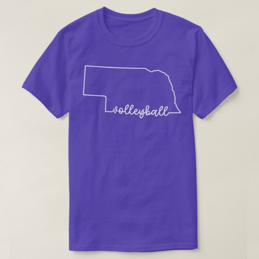 Overzicht van Nebraska met Volleybalscript A T-shirt (Design voorkant)