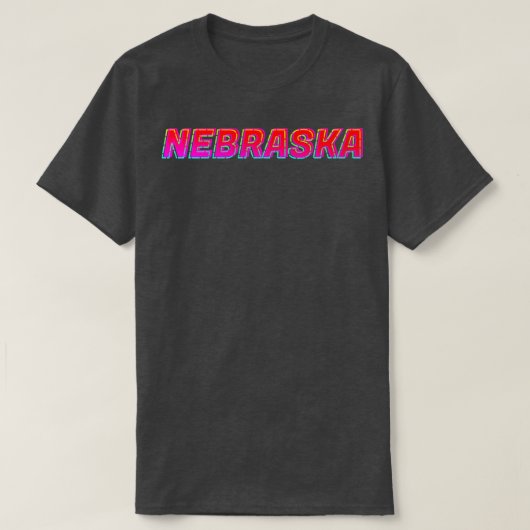 Overzicht van Nebraska Neon Text Sign Typografie1 T-shirt (Design voorkant)