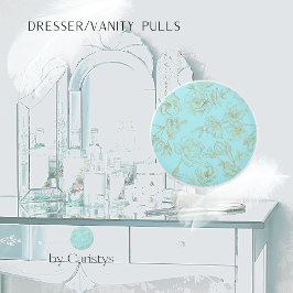 Overzicht van Pastel Blue met Gold Roos Keramische Knop