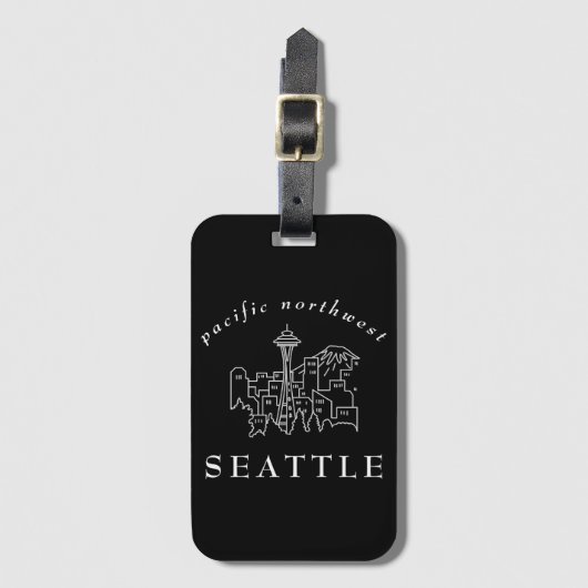 Overzicht van Seattle Skyline Pacific Northwest Ou Bagagelabel (Voorkant (verticaal))