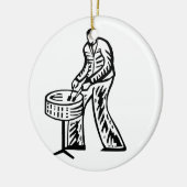 Overzicht van stalen paneelspeler keramisch ornament (Links)