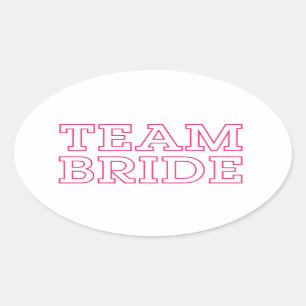 Overzicht van teambride roze ovale sticker