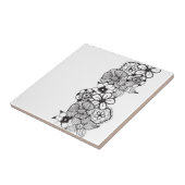 Overzicht van zwarte en witte Floral Tegeltje (Zijkant)