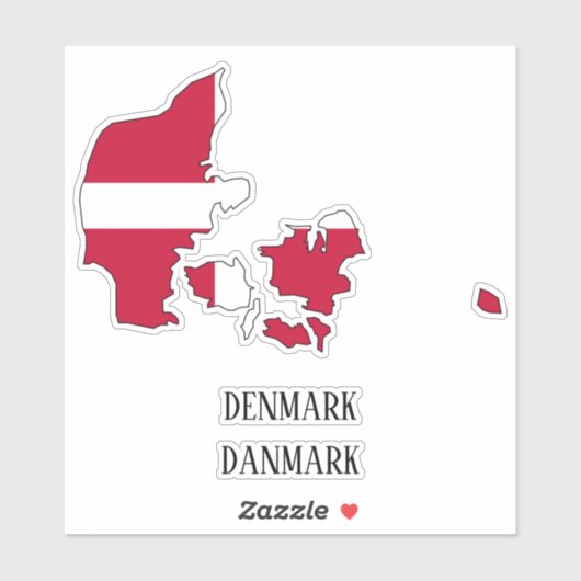Overzicht vlaggenplattegrond Denemarken Sticker (Vel)