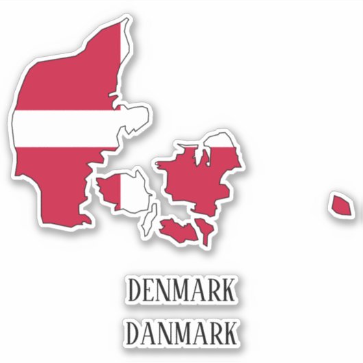 Overzicht vlaggenplattegrond Denemarken Sticker (Voorkant)