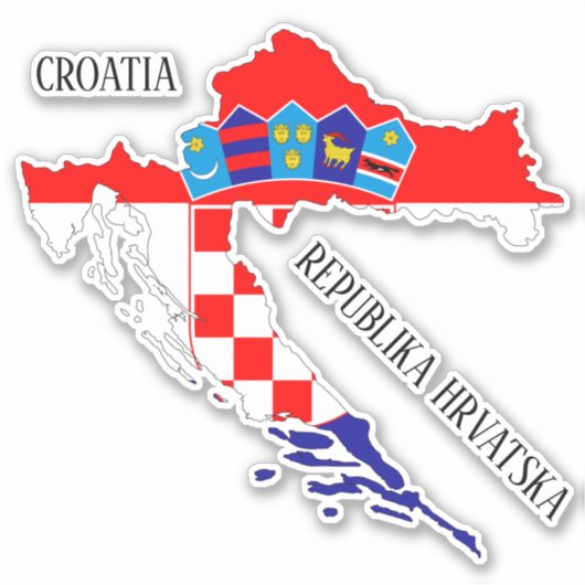 Overzicht vlaggenplattegrond Kroatië Sticker (Voorkant)