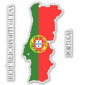 Overzicht vlaggenplattegrond Portugal Sticker (Voorkant)