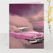 OVERZICHT WENSKAARTEN VOOR RETRO PINK CADDY KAART (Gele Bloem)