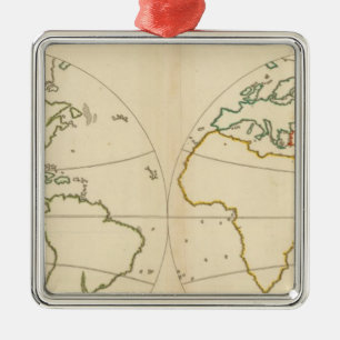 Overzicht wereldkaart metalen ornament