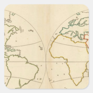 Overzicht wereldkaart vierkante sticker