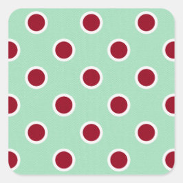 Overzichtelijke donkerrode stippen op Bleek groen Vierkante Sticker
