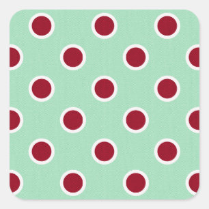 Overzichtelijke donkerrode stippen op Bleek groen Vierkante Sticker