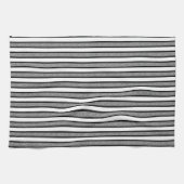 Overzichtelijke strepen Zwart en Grijs Theedoek (Horizontaal)
