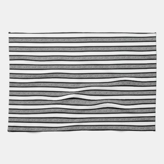 Overzichtelijke strepen Zwart en Grijs Theedoek (Horizontaal)
