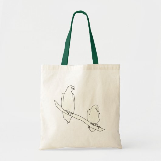 Overzichtskunst Tekening van Twee Vogels op een Ta Tote Bag (Voorkant)