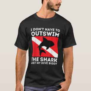 Overzwem mijn duikbuddy Funny Shark Scuba Diving T-shirt