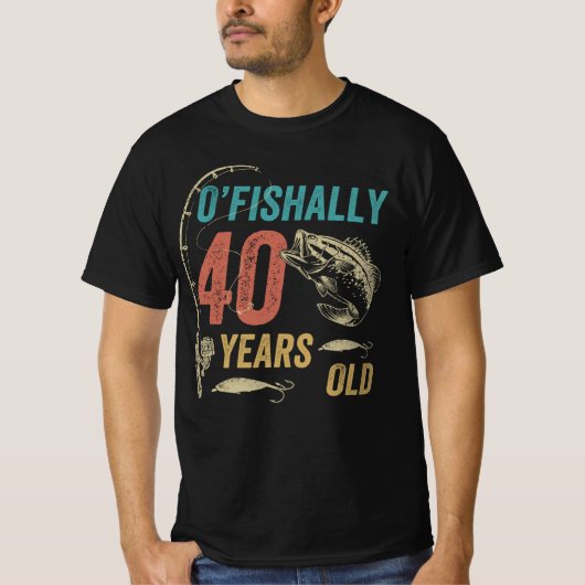 O'visally 40 Years old, Funny Vist pa Grandpa T-shirt (Voorkant)