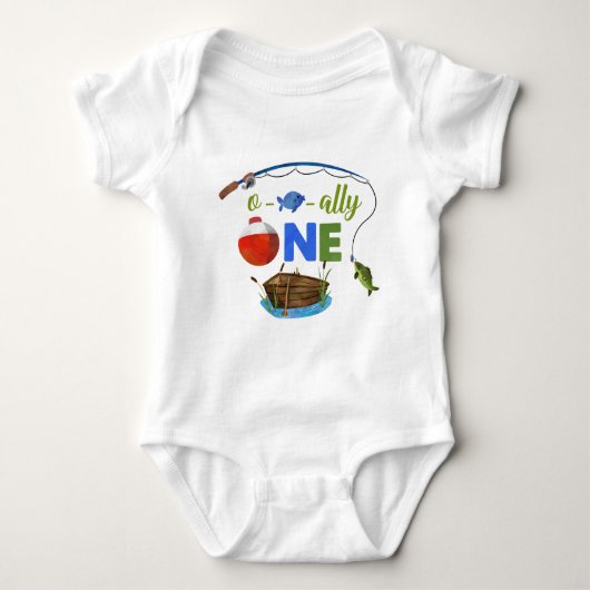 Ovisally ONE baby bodysuite O-fish-ally ONE boy Romper (Voorkant)
