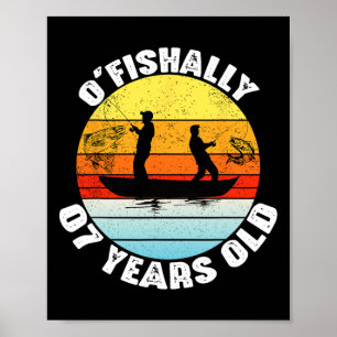 O'visserig 7 jaar oud visserij verjaardag thema de poster