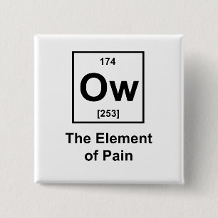 Ow, het element van pijn vierkante button 5,1 cm